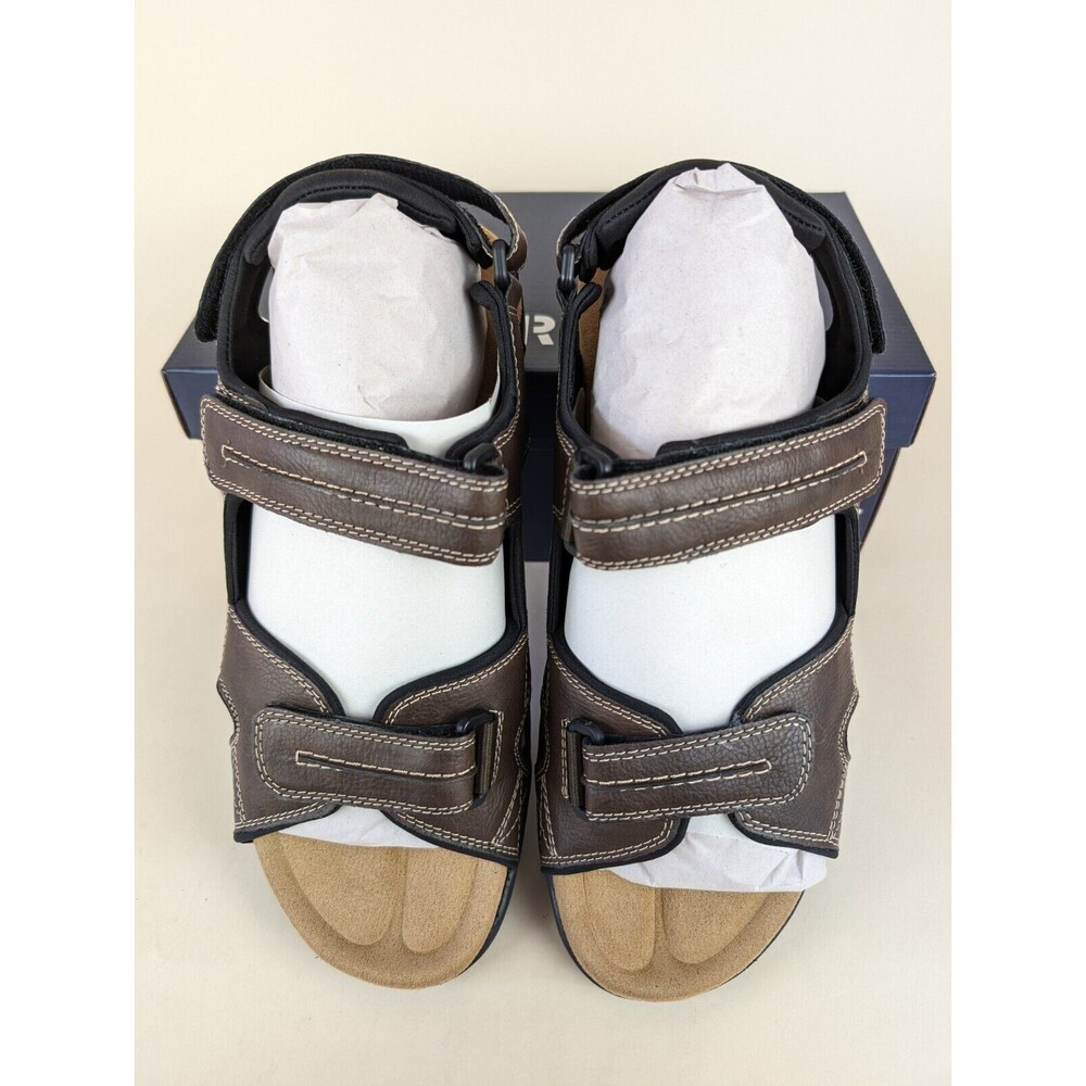 Dockers Sandals Mens 11 M Newpage Quarter Strap Sporty Brown Leather Shoes NEW - Picture 6 of 12